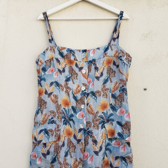 5/$100 SALE - Ei8ht Dreams Michelle Tiger Print Linen Dress - Picture 4 of 8